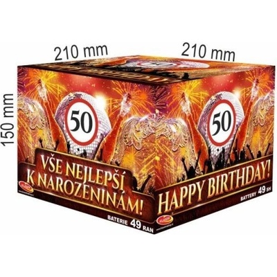 Kompaktný ohňostroj 49 rán 25 mm Všetko Najlepšie k Narodeninám