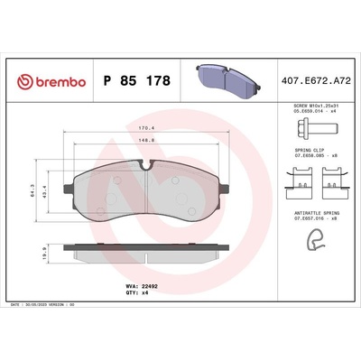 BREMBO Sada brzdových platničiek P85 178