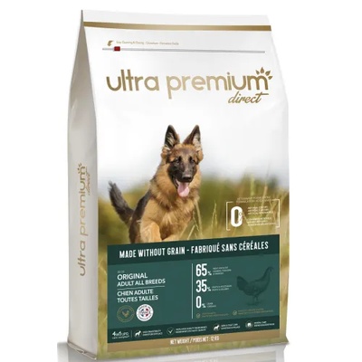 Ultra Premium Direct Original Adult all breeds - суха храна за пораснали кучета от всички породи, без зърно, 65% месо и месни съставки, пиле и риба, 12 кг, Франция GF1203