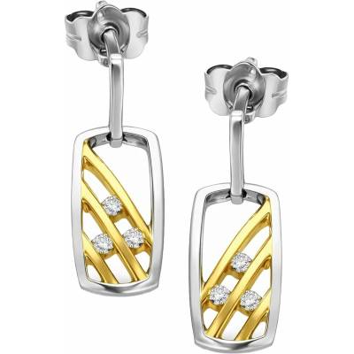 Zlaton Náušnice z kombinovaného zlata visací 2.40g s diamanty 0.080ct 000601308130