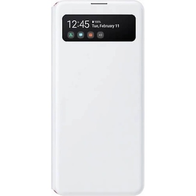 Samsung Galaxy S-View Wallet Cover EF-EA415PW - оригинален калъф през който виждате информация от дисплея за Samsung Galaxy A41 (бял)