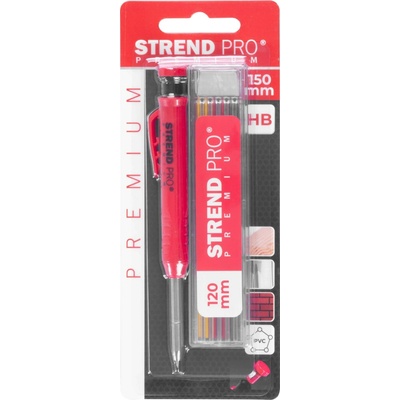 Ceruzka Strend Pro Premium, so sponou, oceľová špička, tesárska, značkovač so strúhadlom, so 6 tuhami, set