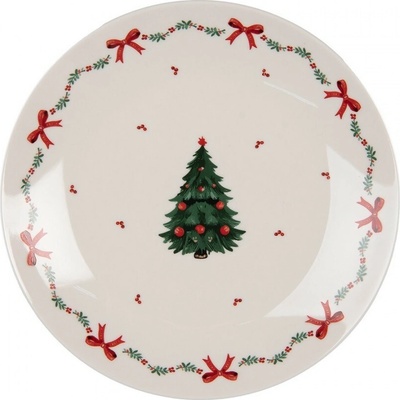 Clayre & Eef Porcelánový dezertní talířek se stromky Christmas Harmony - Ø 20*2 cm