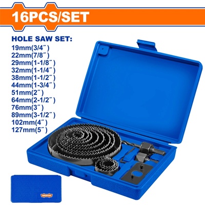 WADFOW Комплект боркорони за дърво wadfow, 16 части (wf wkj4416)