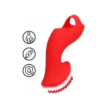 Loveline by Shots Loveline Sunrise Red Textured Finger Stimulation Device - Compact Silicone Model