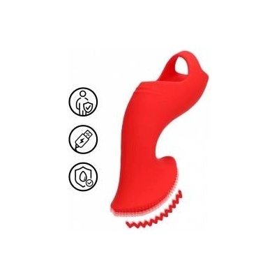 Loveline by Shots Loveline Sunrise Red Textured Finger Stimulation Device - Compact Silicone Model