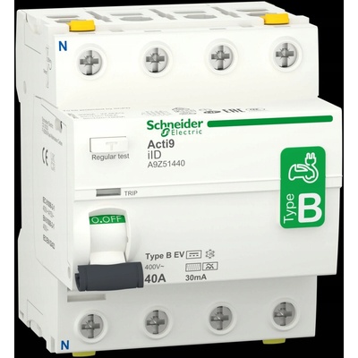 Schneider proudový chránič 4P 40A 0,03A typ B-EV 40A A9Z51440