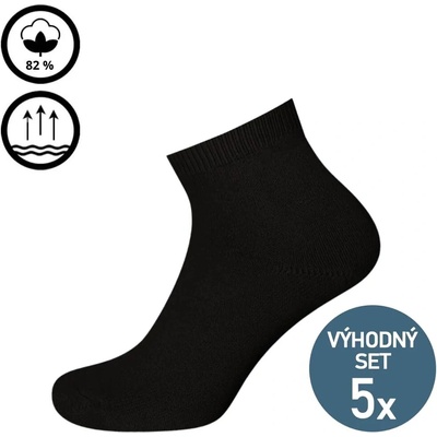 Knitva Kotníkové froté ponožky TREK 5 párů černá