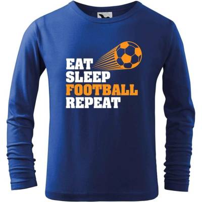 Dobrý triko Dětské bavlněné triko Eat sleep football Královská modrá