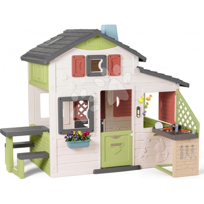 Smoby Domeček Přátel s kuchyňkou a stolkem Friends House Life rozšiřitelný se zvonkem a zadním vchodem 172 cm výška s UV filtrem – model 2025