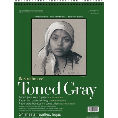 Strathmore Serie 400 Toned Gray Sketch Pad Skicár 36 x 28 cm 118 g