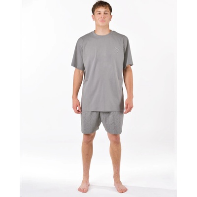 Gina pánské pyžamo krátké pánské šité, s potiskem Pyžama 2025 79194P šedá peprmint