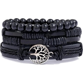 HARAHU Мъжки гривни Silver Tree of Life - Черна KP33179 (33179)