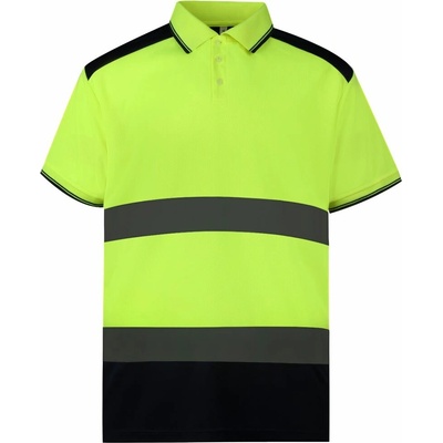 YOKO HI-VIS HVJ220 Pánska reflexná polokošeľa HV yellow/navy 5XL