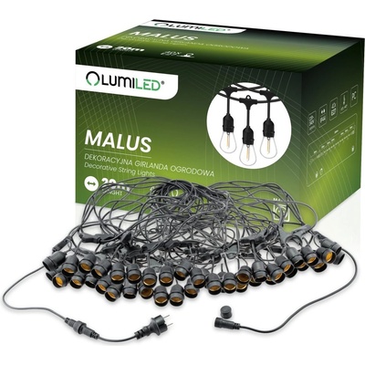 MALUS Vonkajšia záhradná girlanda Svetelná reťaz 20 m 40x E27 Lumiled