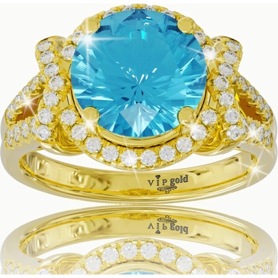 VIPgold Zlatý prsteň s modrým a bielym topásom v žltom zlate R34416z T