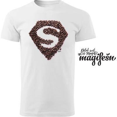 Magifešn BIO tričko Coffeelover Superman bílá