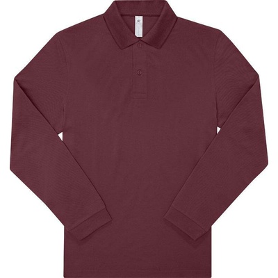 B&C My polo 180 LSL Piqué polo s dlouhým rukávem burgundy červená