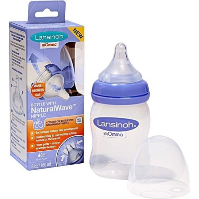Lansinoh skleněná kojenecká láhev s NaturalWave TM savičkou savička S 160ml – Sleviste.cz