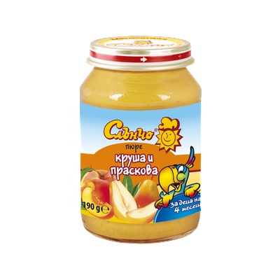 Слънчо пюре круша и праскова - 190 г