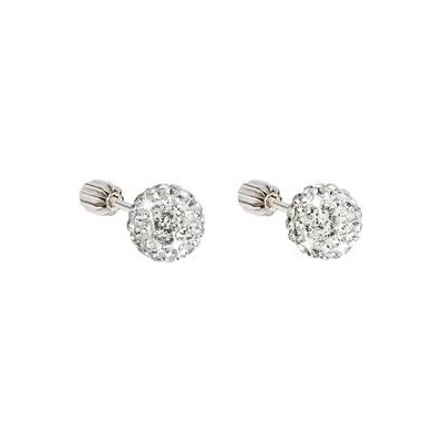Pavona stříbrné šroubovací kuličky s krystaly Crystals from Swarovski Crystal 31111.1 bílé