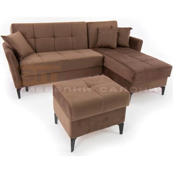 Холна гарнитура Levy с табуретка кафяво