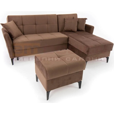 Холна гарнитура Levy с табуретка кафяво