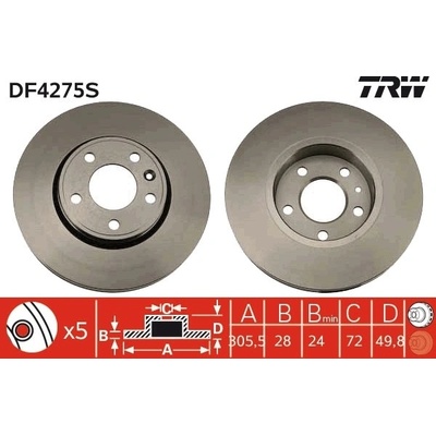 Brzdový kotúč TRW DF4275S