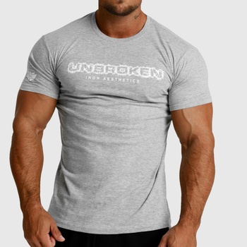 Iron Aesthetics pánske fitness tričko Unbroken sivé