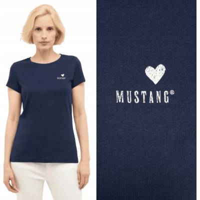 MUSTANG Dámske tričko s krátkym rukávom, bavlnené, tmavomodré