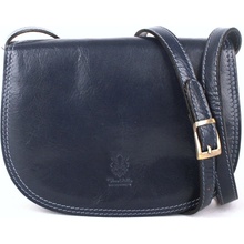 tmavěstředně velká kožená crossbody kabelka no. 49 modrá