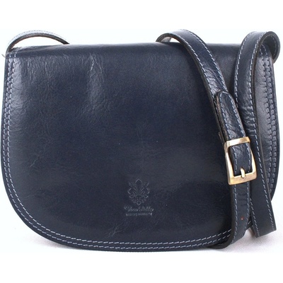 tmavěstředně velká kožená crossbody kabelka no. 49 modrá