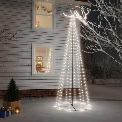vidaXL Конусовидна елха, студено бяло, 310 LED, 100x300 см (343491)