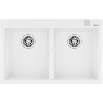 Teka Гранитна мивка, авт. клапан, за шкаф 80 см ForSquare 2B 790 TG БЯЛА (M.1029.БЯ)