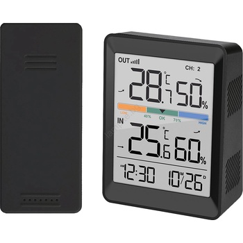 Solight TE45 - Метеостанция с будилник, 2xAAA, черна (SL1571)