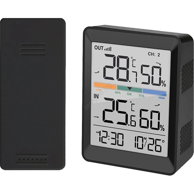 Solight TE45 - Метеостанция с будилник, 2xAAA, черна (SL1571)