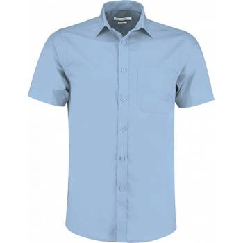 Kustom Kit popelínová pánská košile lehce zúžená kolem pasu modrá světlá