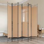 vidaXL Делител за стая с 6 панела Бежово 240 x 220 cm Текстил (42039206)