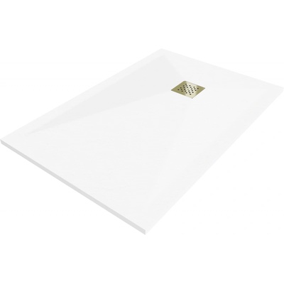 Mexen Stone+ композитен душ с размери 110 x 70 см, бял, златна маска - 44107011-G (44107011-G)