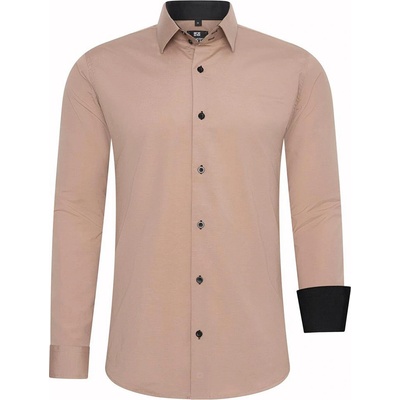 Rusty Neal košile pánská dlouhý rukáv slim fit béžová R-44