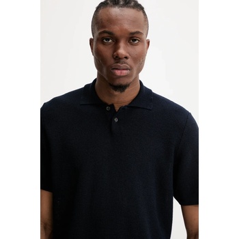 APC Тениска с яка с лен A. P. C. polo jay в тъмносиньо с изчистен дизайн VIAJC. H23315 (VIAJC.H23315)