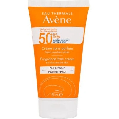 Avène Sun Cream Invisible Finish Fragrance-Free SPF50+ слънцезащитен крем за суха и чувствителна кожа 50 ml унисекс