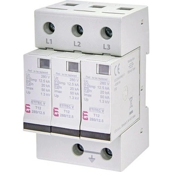 ETI 002442905 Катоден отводител (арестор) Тип I+II/Клас B+C 3Р 280V 12.5kA (002442905)