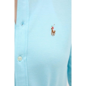 Ralph Lauren Памучна риза Polo Ralph Lauren дамска в тюркоазено със стандартна кройка с класическа яка 211924258 (211924258)