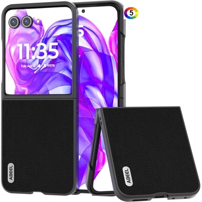 Motorola Razr 50 Ultra Удароустойчив ABEEL Litchi Texture Калъф и Протектор