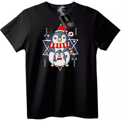NOONEBRAND Тениска Коледен пингвин - XS, Black