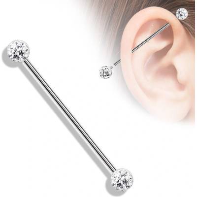 Šperky4U Industrial piercing s kamínky čirá ID01035-C