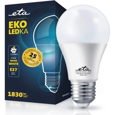 ETA EKO LEDka klasik 18W, E27, teplá bílá