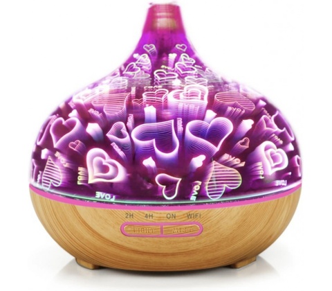 BOT Smart aroma difuzér B11 světlé dřevo / LED srdce 400 ml