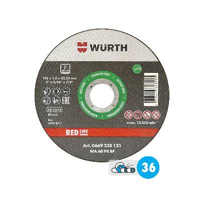 Диск за рязане на неръждаема стомана Wurth Red Line Inox - 4 размера - 230-x-1-9-mm (669230231)
